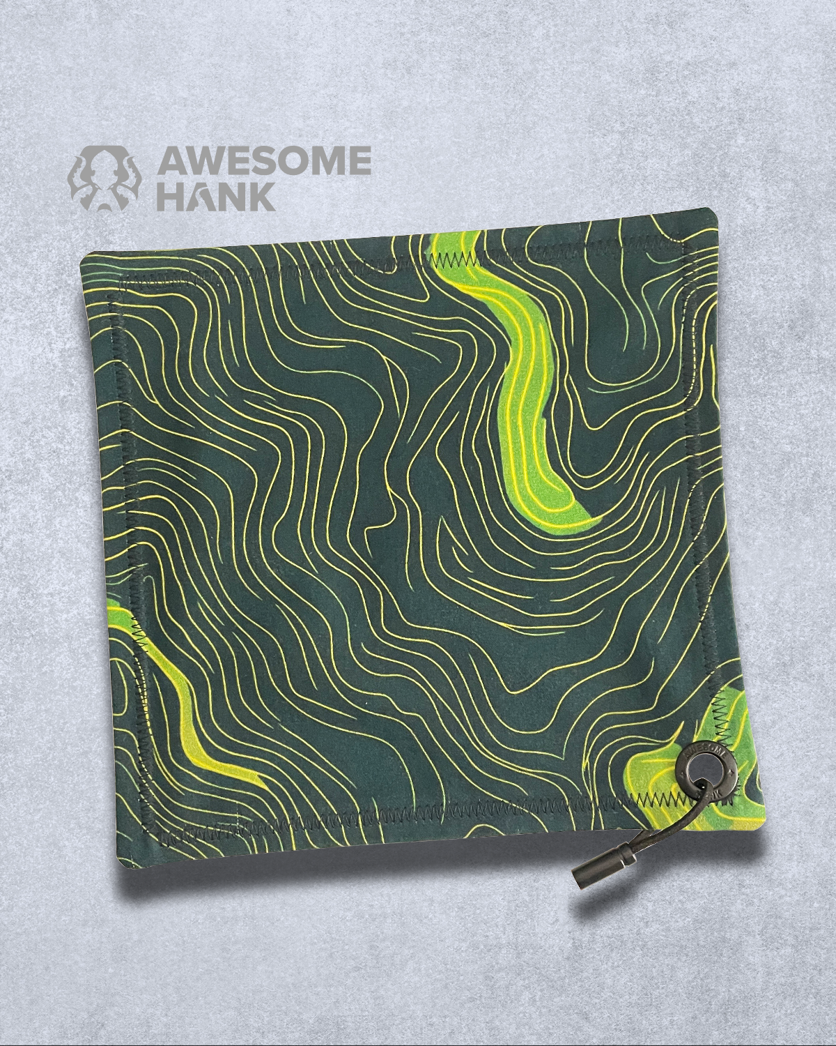 Green Topographic Pattern Handkerchief with Microfiber Backing