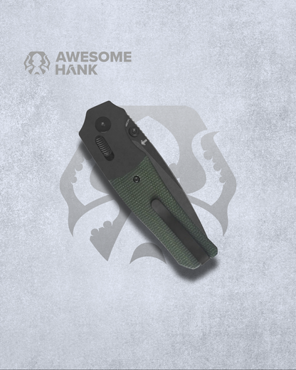 QSP VAULT GREEN MICARTA 14C28N (3.25" BLACK STONEWASH)