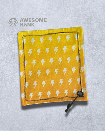 Yellow Gradient with Lightning Bolt Pattern Handkerchief, Microfiber Backing.